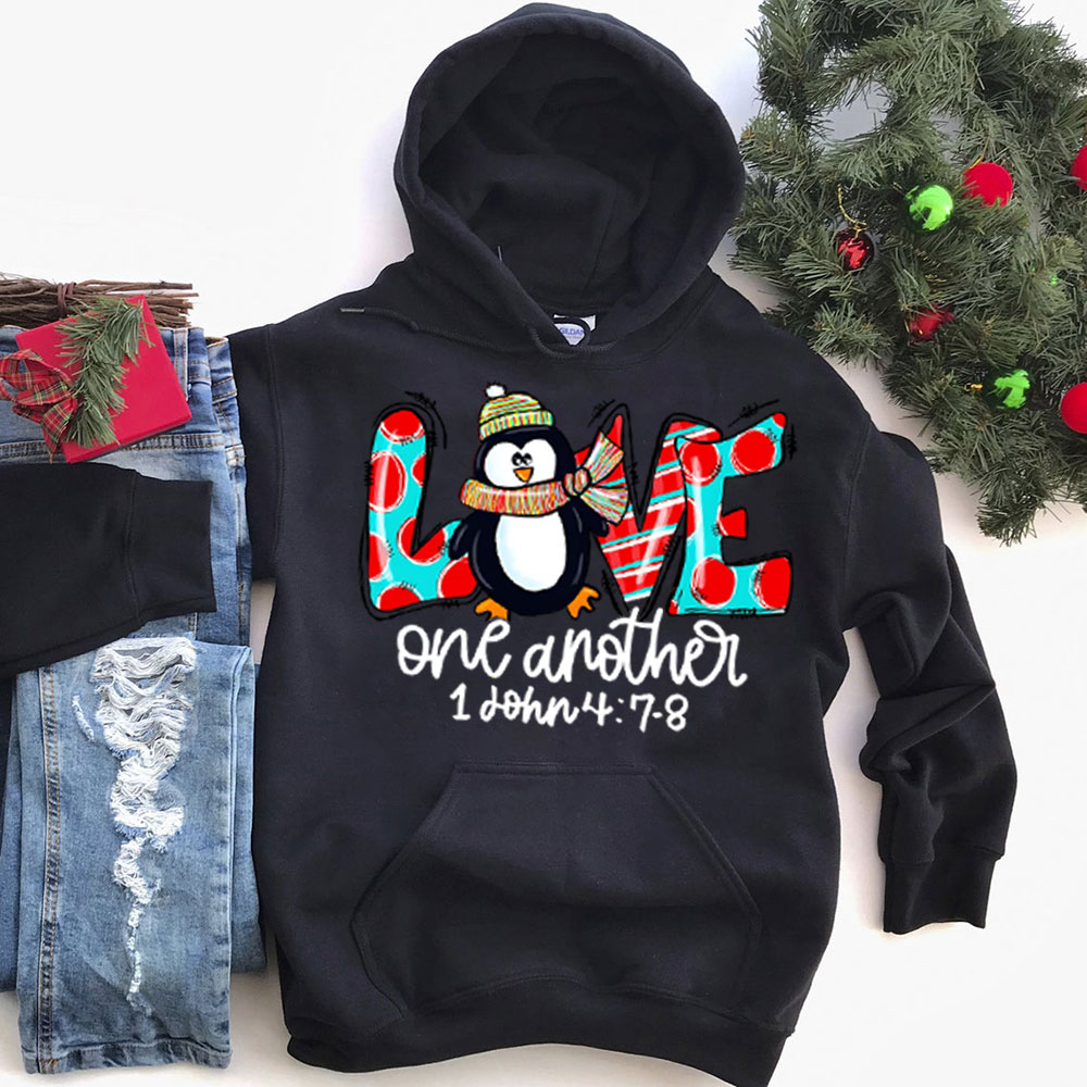 Love One Another Penguin Christmas Hoodie