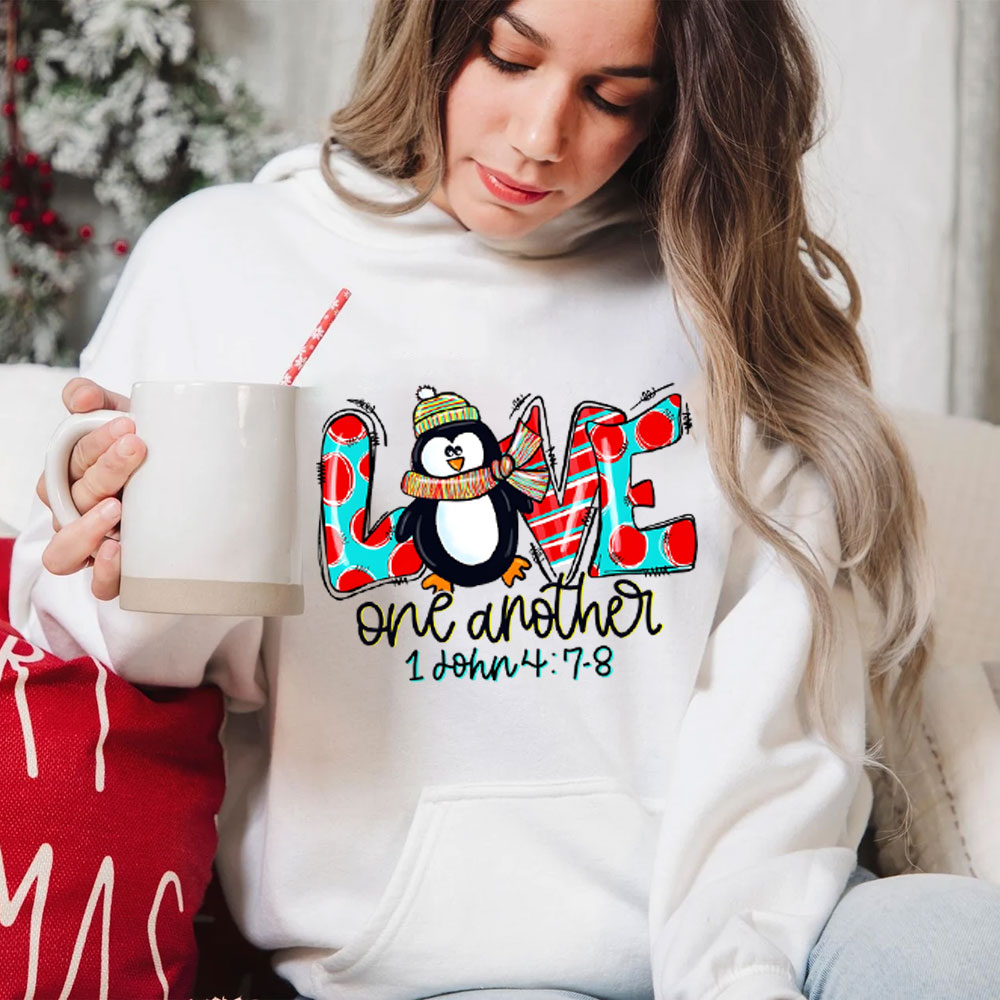 Love One Another Penguin Christmas Hoodie