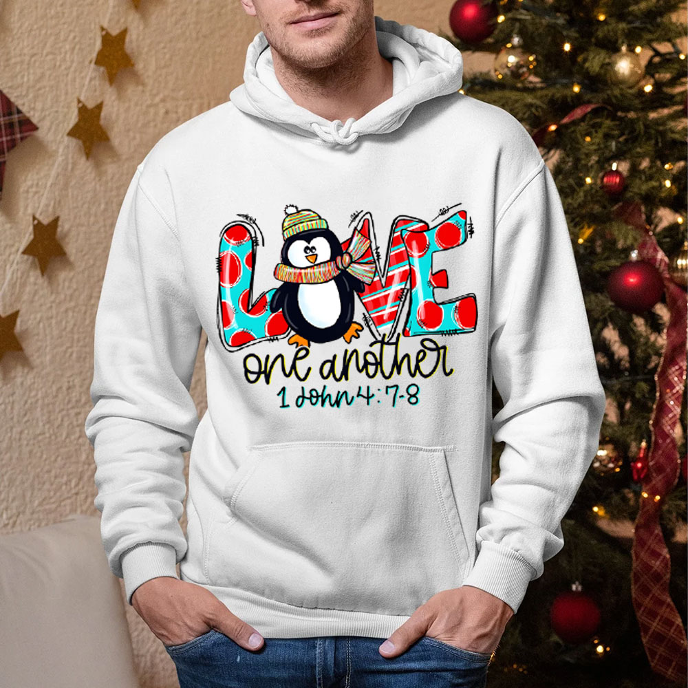 Love One Another Penguin Christmas Hoodie