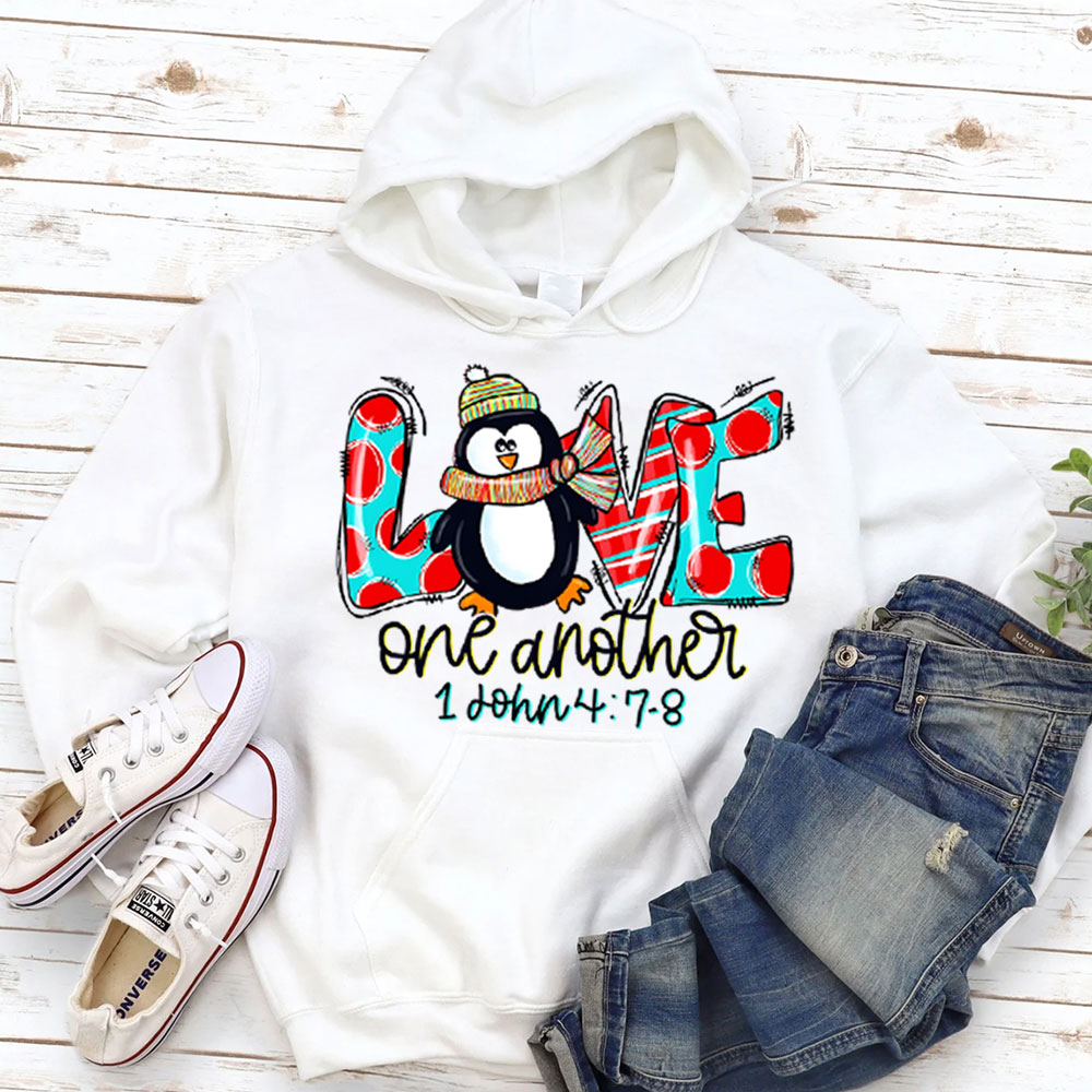 Love One Another Penguin Christmas Hoodie