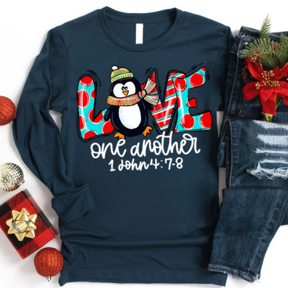 Love One Another Penguin Christian Long Sleeve Tee
