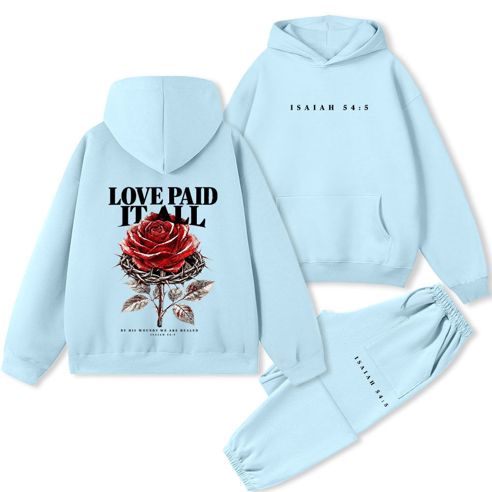 Love Paid It All Premium Fleece Hoodie Set 