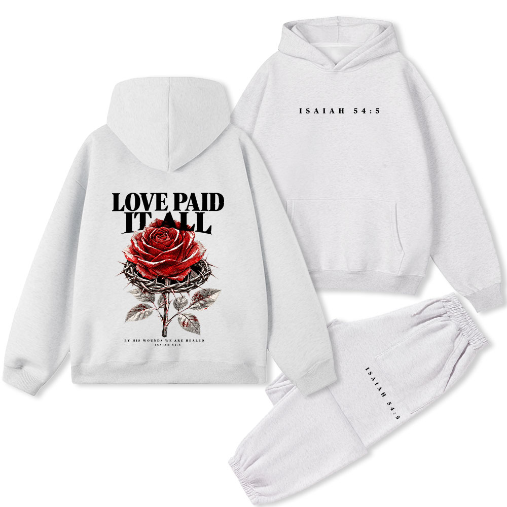 Love Paid It All Premium Fleece Hoodie Set 