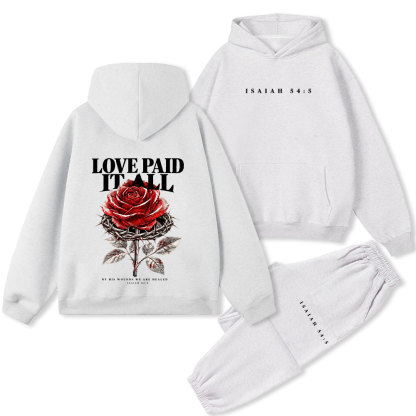 Love Paid It All Premium Fleece Hoodie Set 