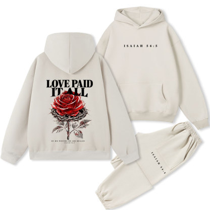 Love Paid It All Premium Fleece Hoodie Set 
