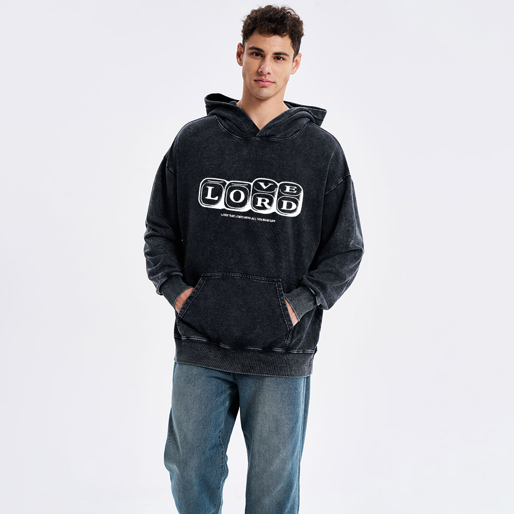 Love The Lord With All Your Heart Christian Washed Hoodie