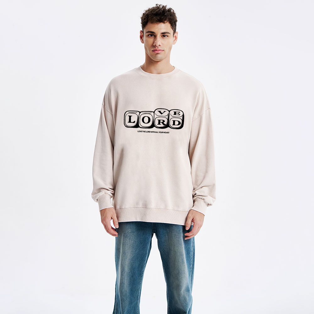 Love The Lord With All Your Heart Christian Washed Sweatshirt