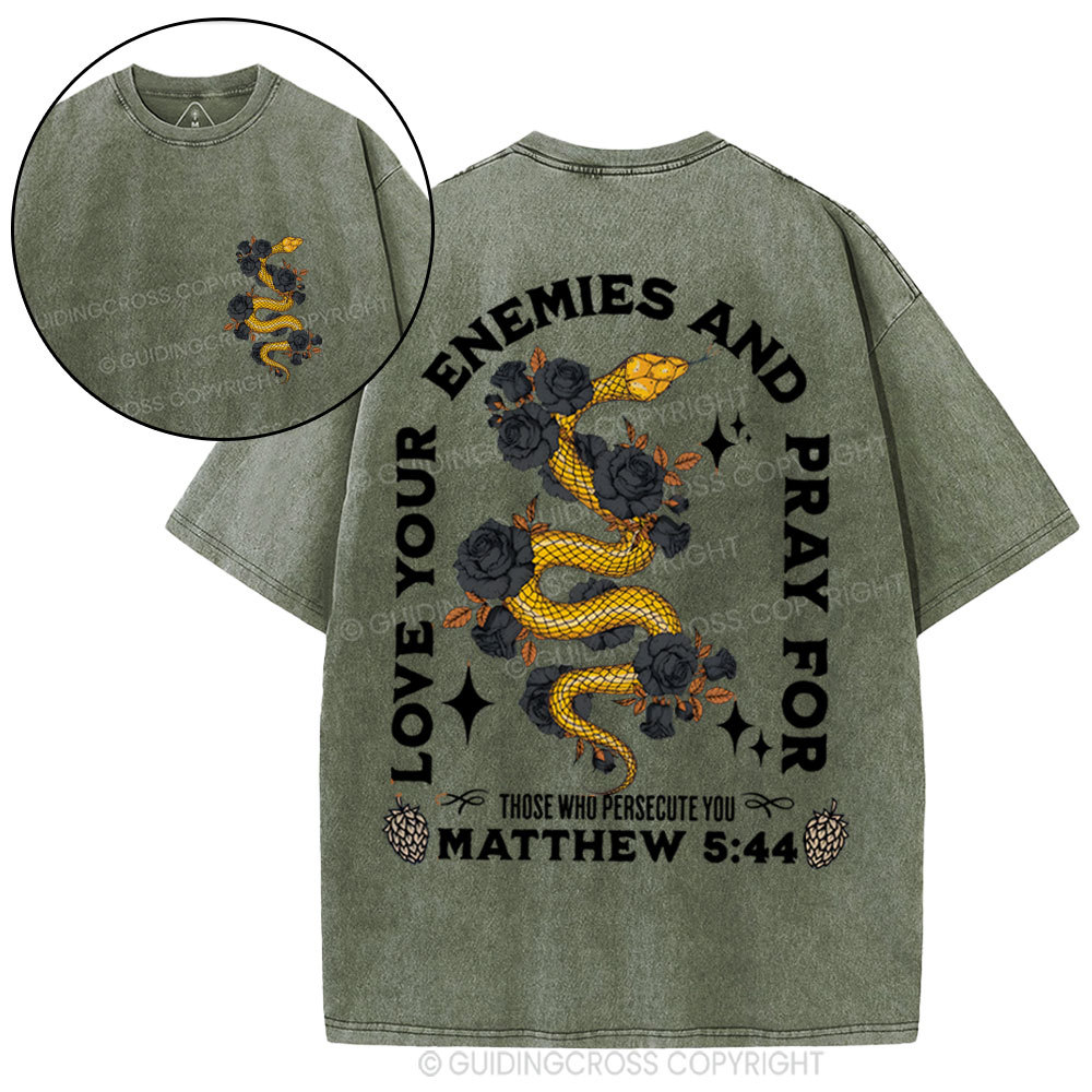 Love Your Enemies And Pray For Christian Washed T-Shirt