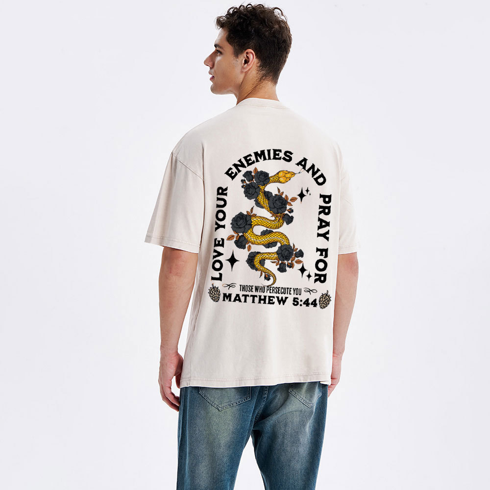 Love Your Enemies And Pray For Christian Washed T-Shirt