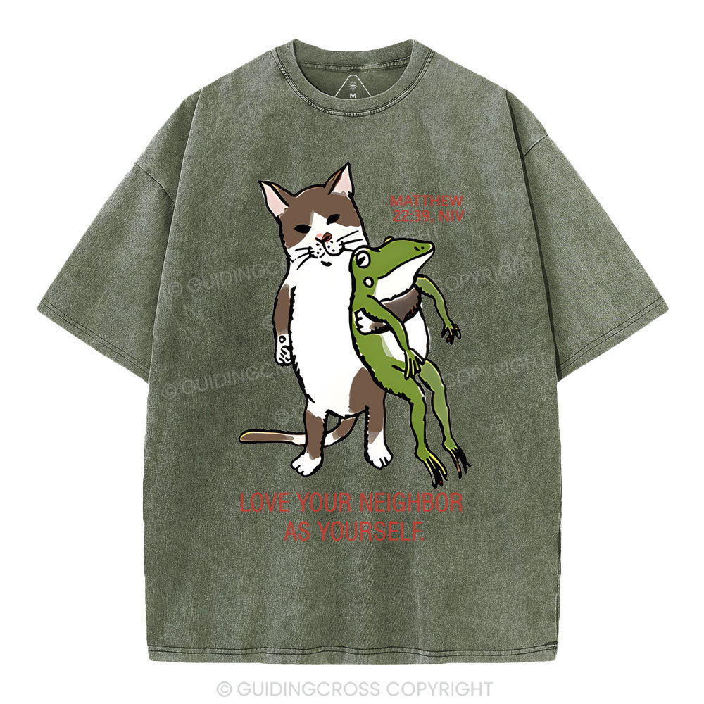 Love Your Neighbor As Yourself Christian Washed T-Shirt