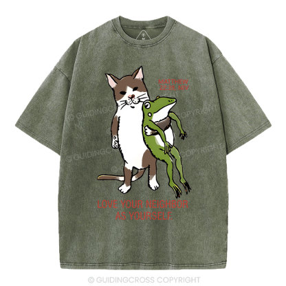 Love Your Neighbor As Yourself Christian Washed T-Shirt