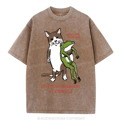 Love Your Neighbor As Yourself Christian Washed T-Shirt