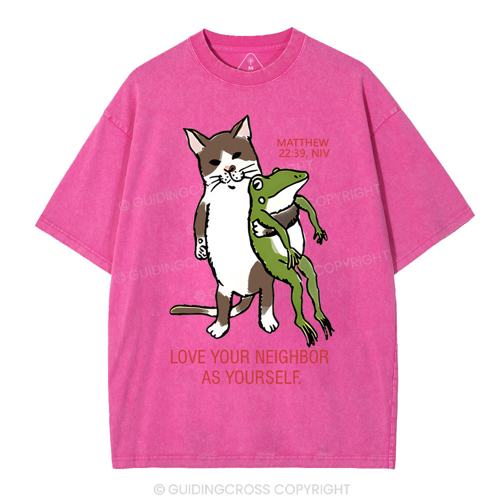 Love Your Neighbor As Yourself Christian Washed T-Shirt