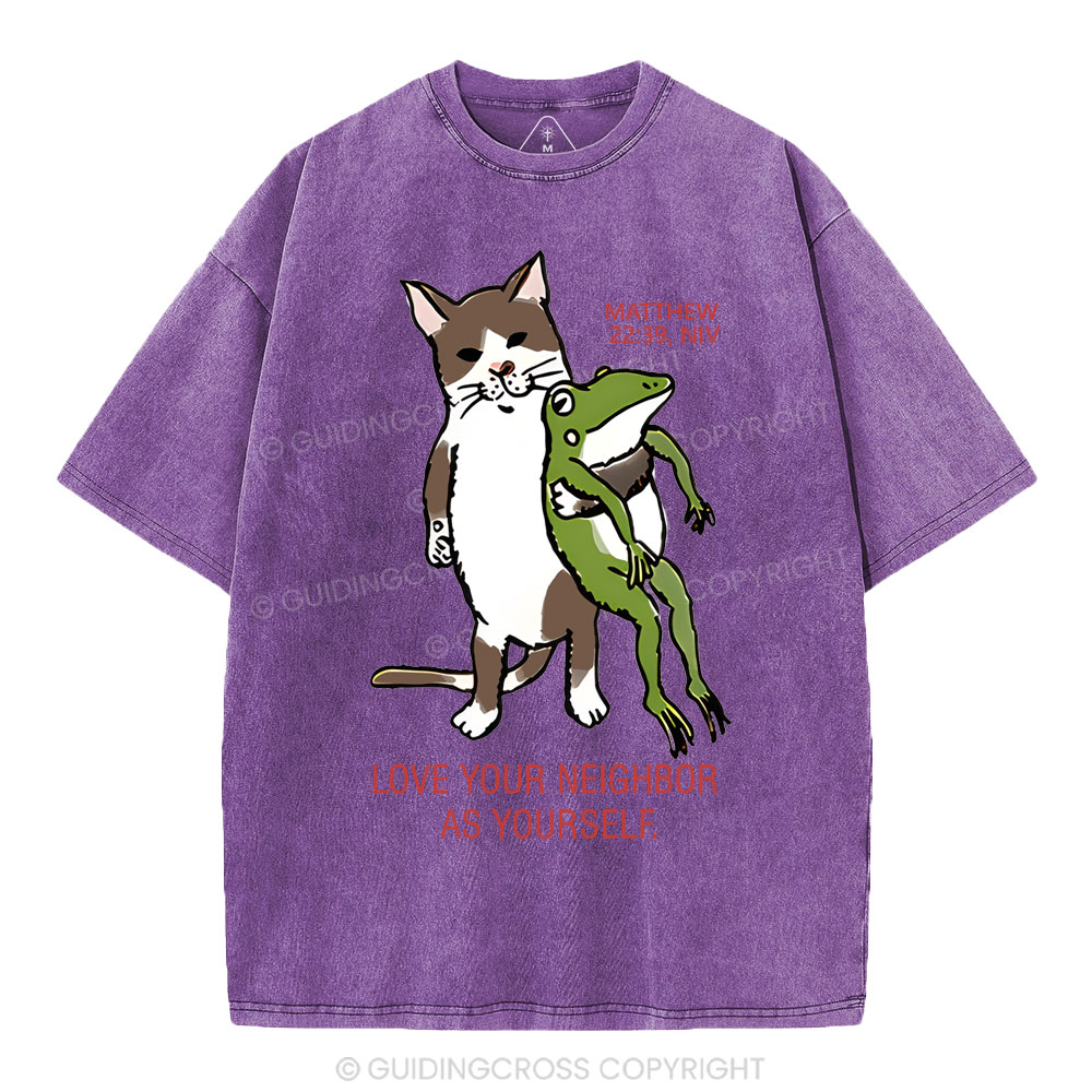 Love Your Neighbor As Yourself Christian Washed T-Shirt