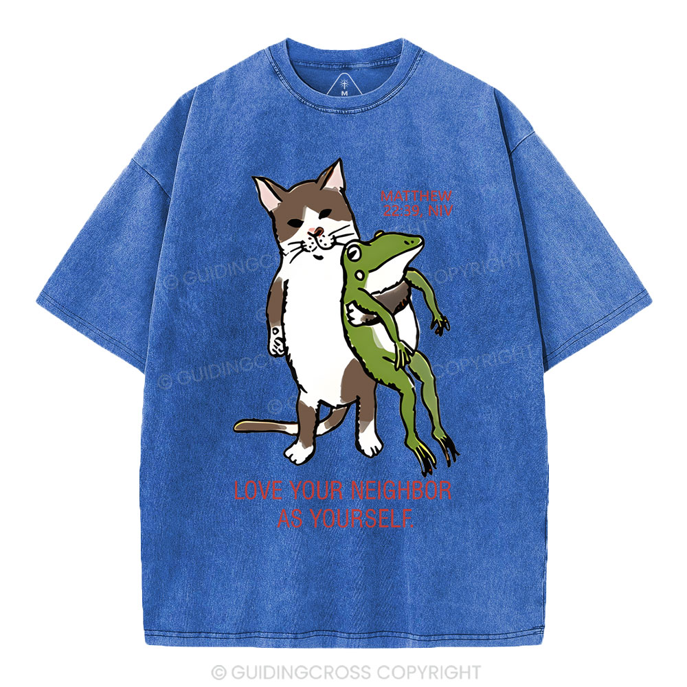 Love Your Neighbor As Yourself Christian Washed T-Shirt