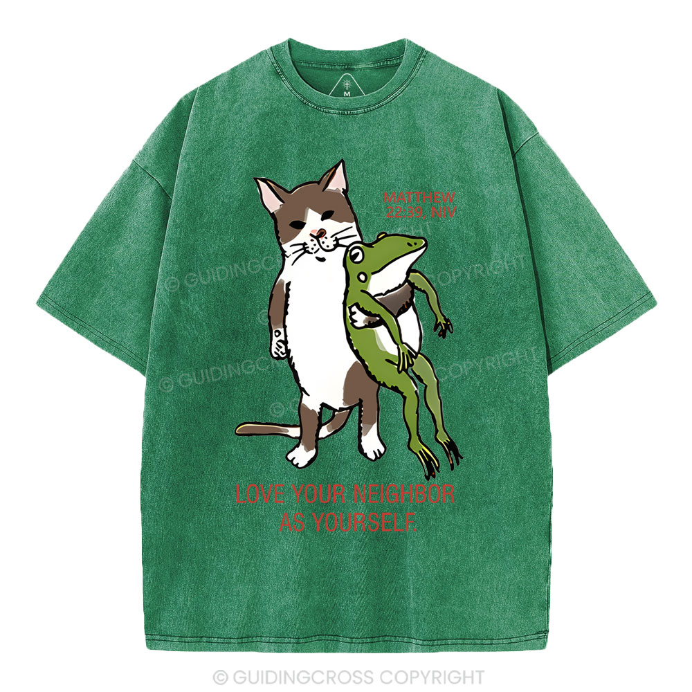 Love Your Neighbor As Yourself Christian Washed T-Shirt