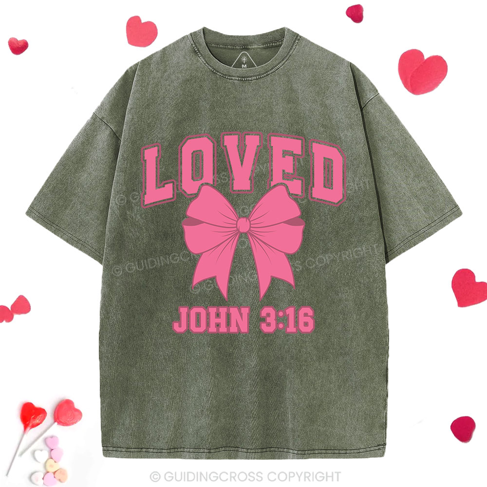 Loved Bow Coquette Christian Washed T-Shirt