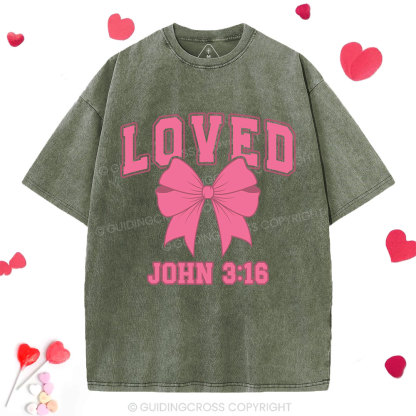 Loved Bow Coquette Christian Washed T-Shirt