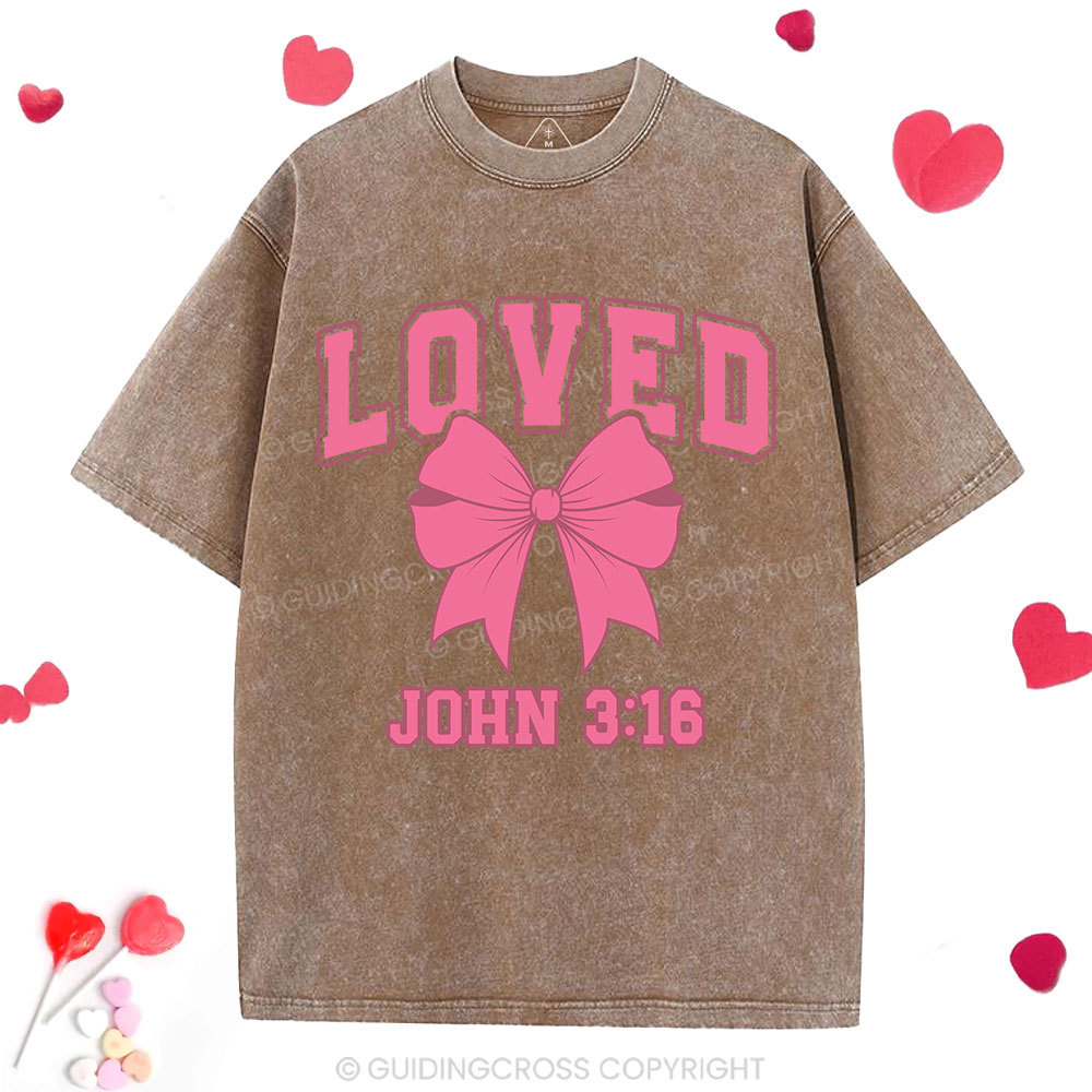 Loved Bow Coquette Christian Washed T-Shirt