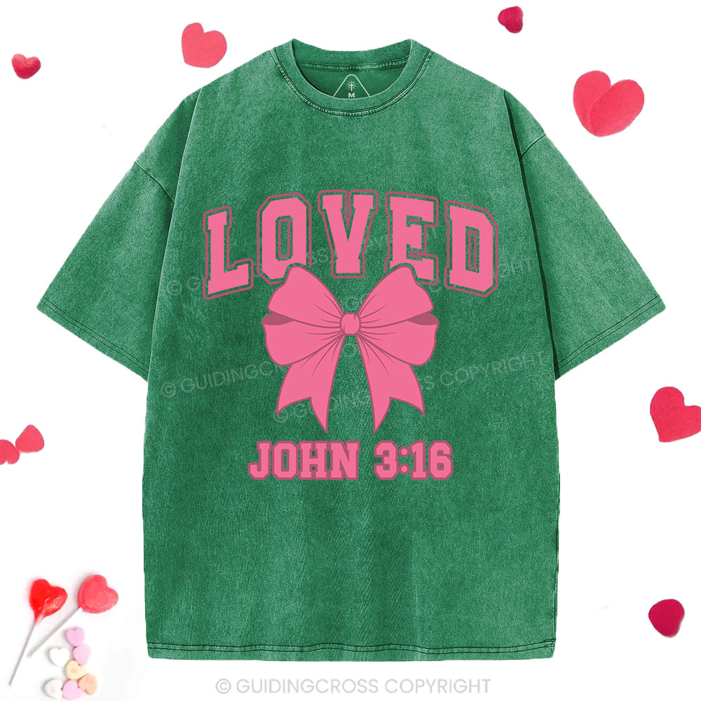Loved Bow Coquette Christian Washed T-Shirt