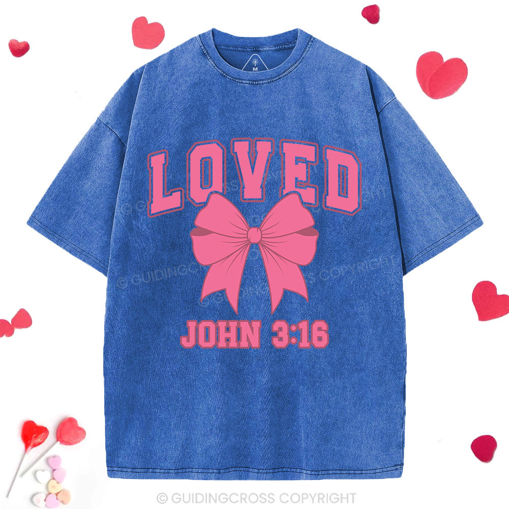 Loved Bow Coquette Christian Washed T-Shirt