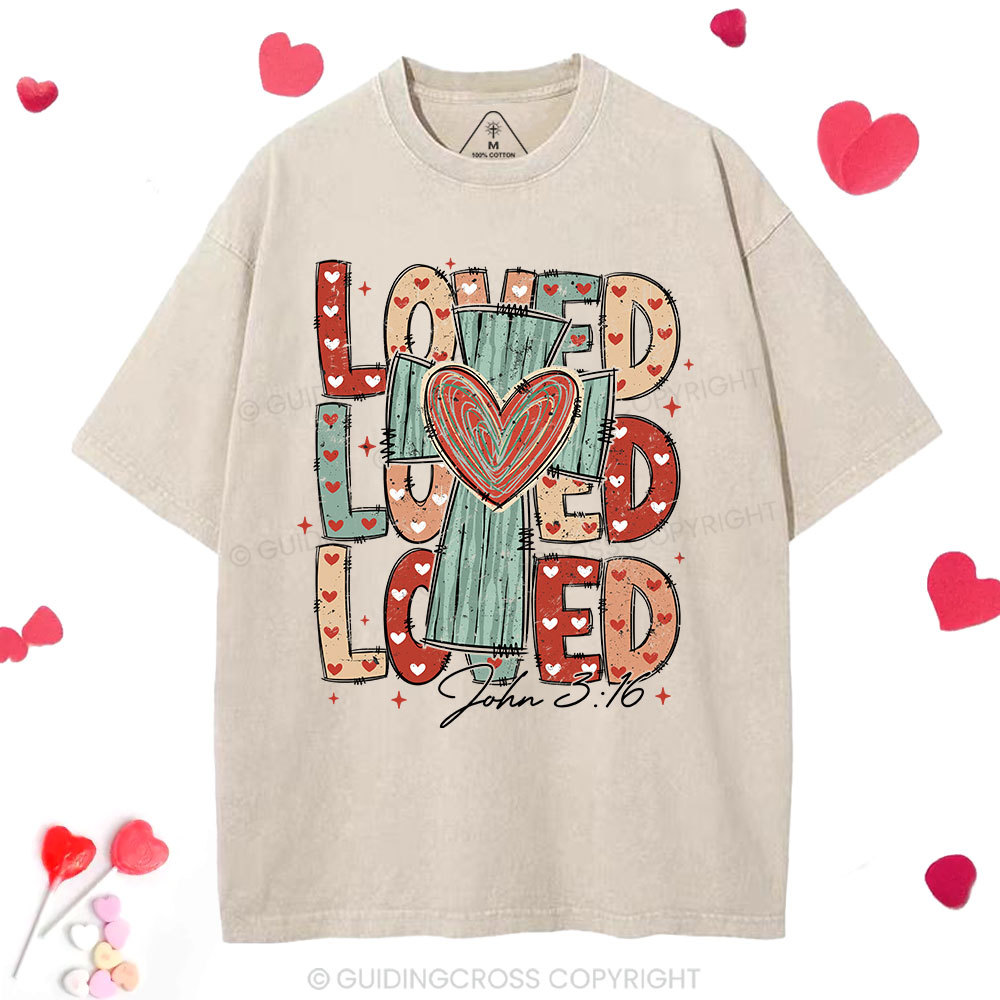 Loved Cross Christian Washed T-Shirt