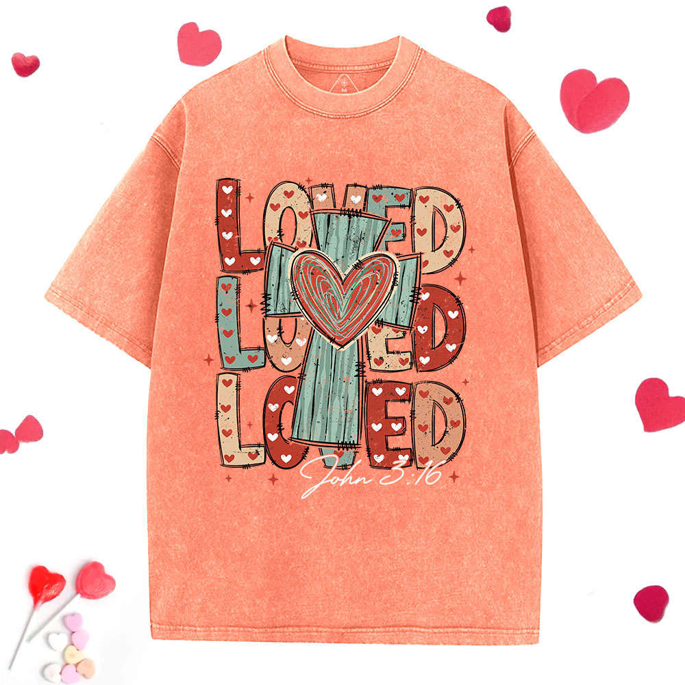 Loved Cross Christian Washed T-Shirt