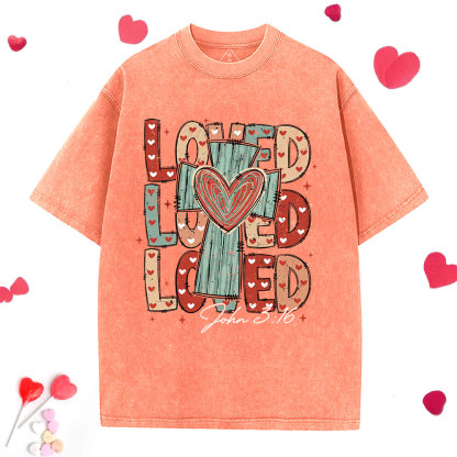 Loved Cross Christian Washed T-Shirt