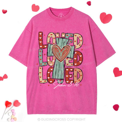 Loved Cross Christian Washed T-Shirt