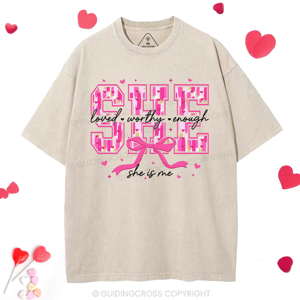 Loved Worthy And Enough Christian Washed T-Shirt