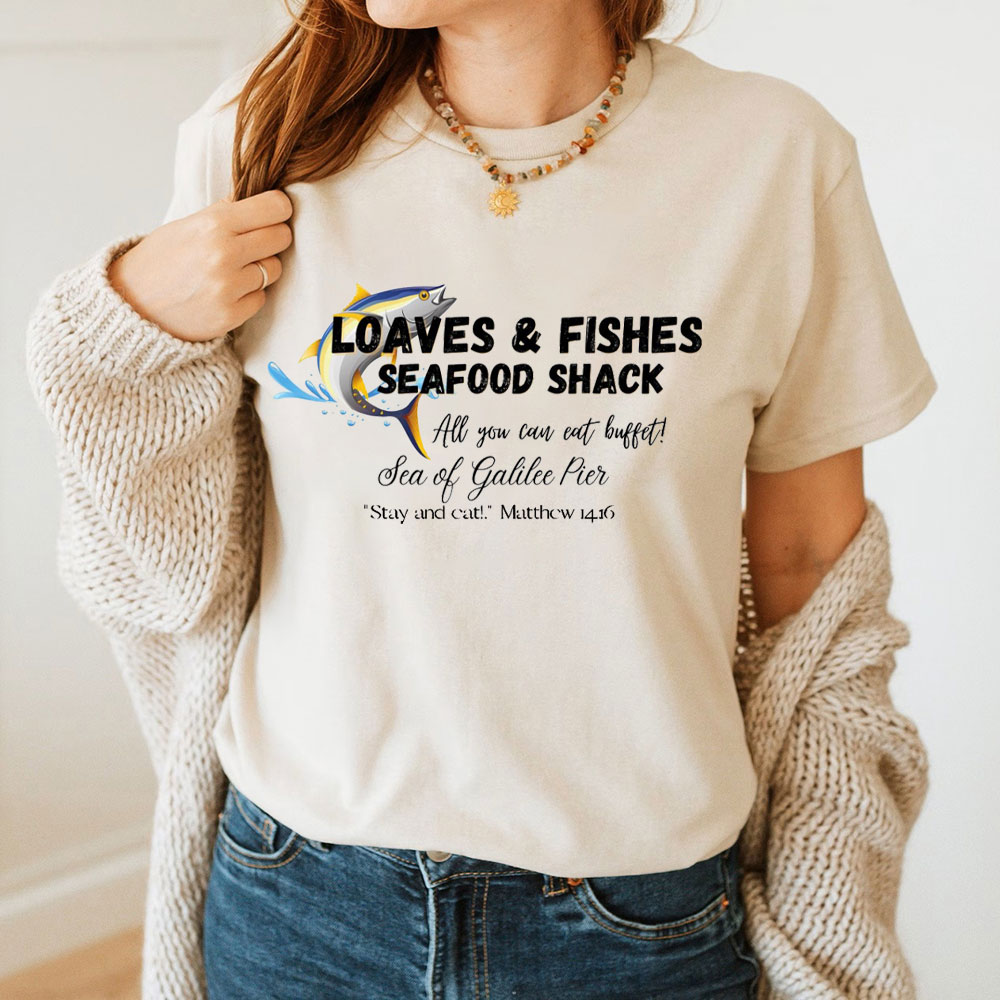 Loves And Fishes Seafood Shack Christian T-Shirt