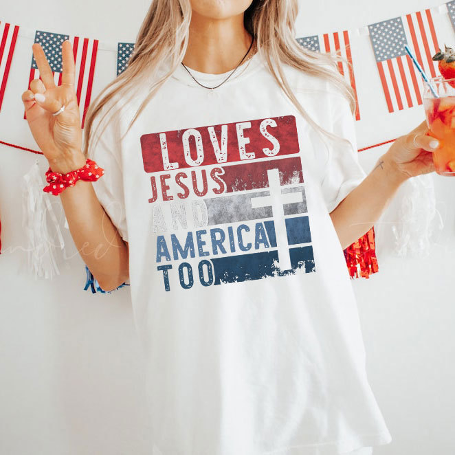 Loves Jesus And America Too Christian T-Shirt
