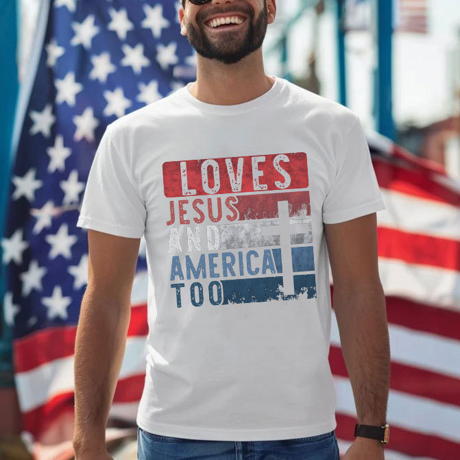 Loves Jesus And America Too Christian T-Shirt