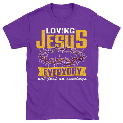 Loving Jesus Everyday Christian Washed T-Shirt