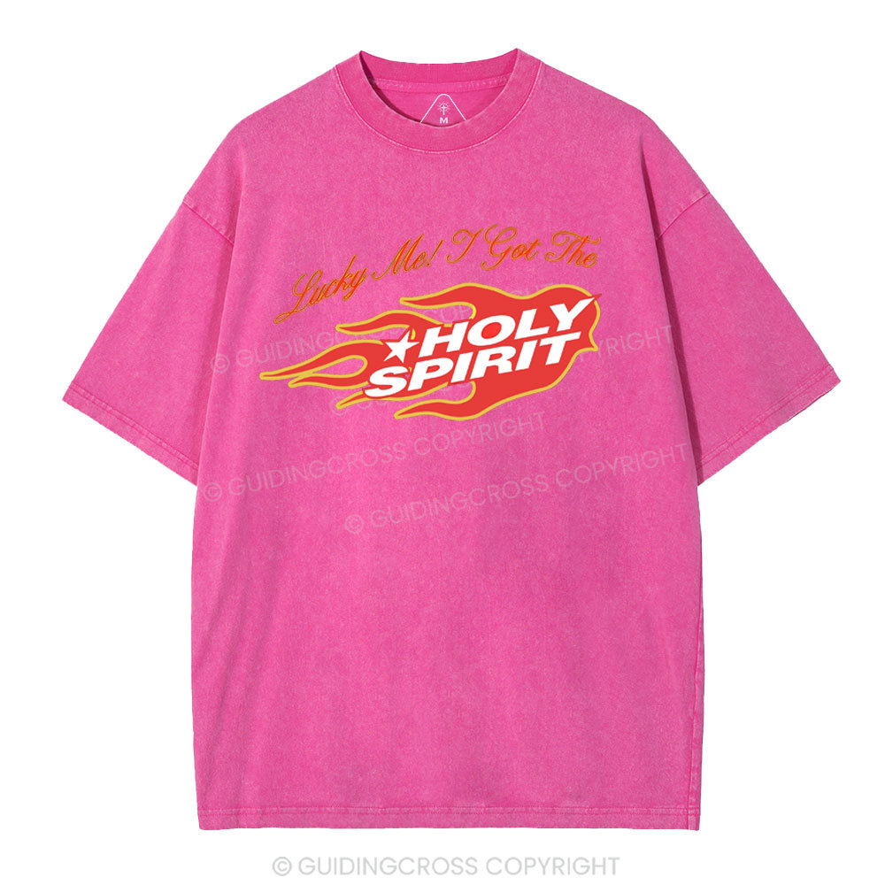 Luck Me I Get Holy Spirit Christian Washed T-Shirt