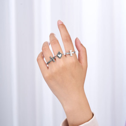 Lucky Cross Christian 925 Sterling Silver Ring