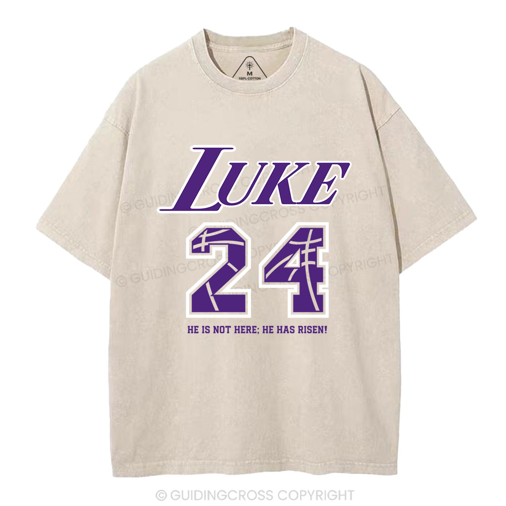 Luke 24 He Has Risen Christian Washed T-Shirt