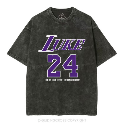 Luke 24 He Has Risen Christian Washed T-Shirt