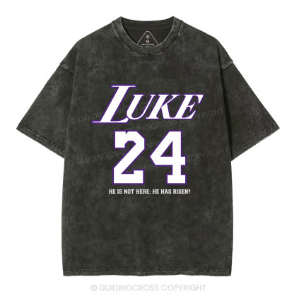 Luke 24 He Has Risen Christian Washed T-Shirt