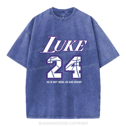 Luke 24 He Has Risen Christian Washed T-Shirt