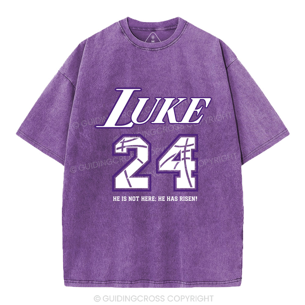 Luke 24 He Has Risen Christian Washed T-Shirt