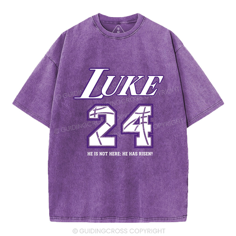 Luke 24 He Has Risen Christian Washed T-Shirt