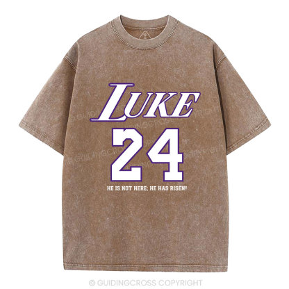 Luke 24 He Has Risen Christian Washed T-Shirt