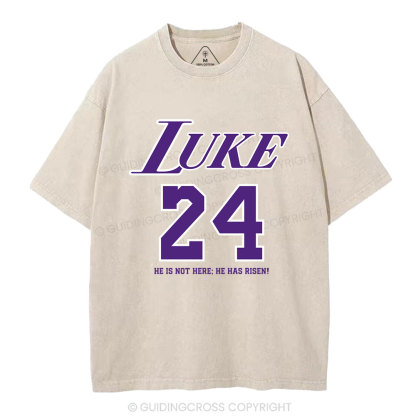 Luke 24 He Has Risen Christian Washed T-Shirt