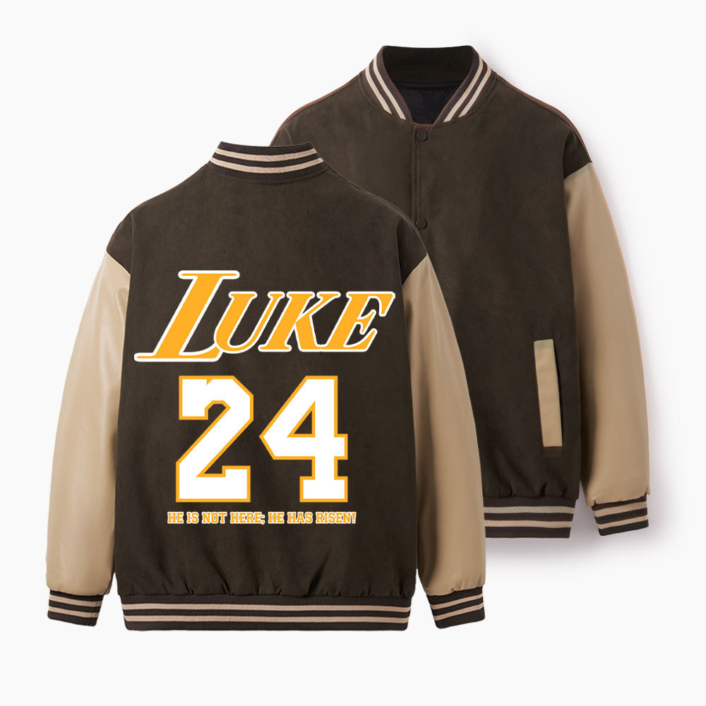Luke 24 He Is Rizzin Christian Color Block Baseball Jacket