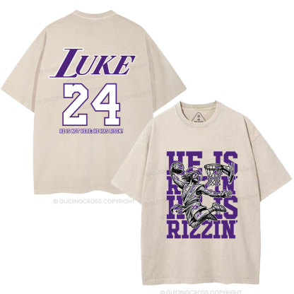 Luke 24 He Is Rizzin Christian Washed T-Shirt