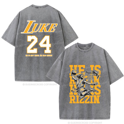 Luke 24 He Is Rizzin Christian Washed T-Shirt