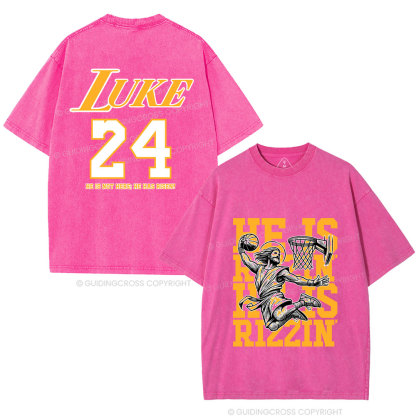 Luke 24 He Is Rizzin Christian Washed T-Shirt