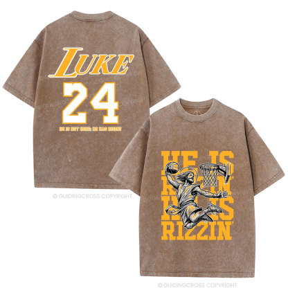 Luke 24 He Is Rizzin Christian Washed T-Shirt
