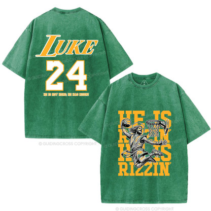 Luke 24 He Is Rizzin Christian Washed T-Shirt